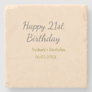 Porta-copo De Pedra Pastel orange gray happy 21st birthday name date