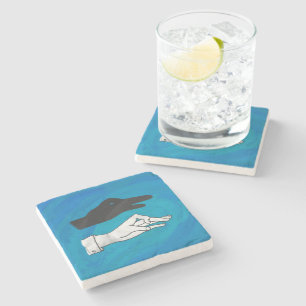 Porta-copo De Pedra Pato Sombra em Azul