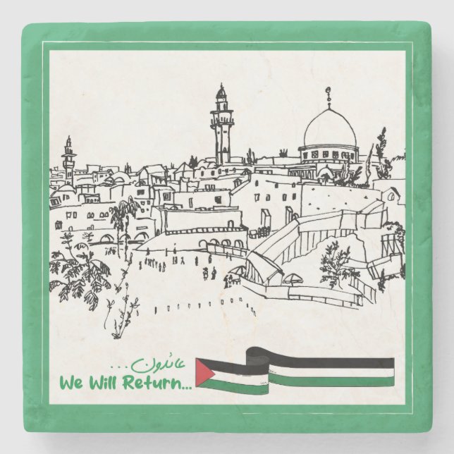 Porta-copo De Pedra Patrimônio Palestiniano e Esperança: Voltaremos (Frente)