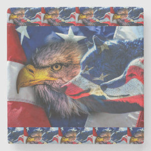 Porta-copo De Pedra Patriótico da Bandeira do Lobo Bald Americano