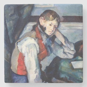 Porta-copo De Pedra Paul Cezanne - Menino com Colete Vermelho