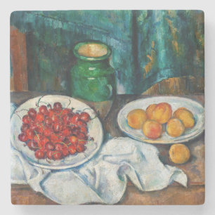Porta-copo De Pedra Paul Cezanne - Natureza Morta com Cerejas e Pêsseg