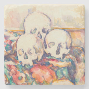 Porta-copo De Pedra Paul Cezanne - Os Três Crânios Aquarela