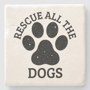Porta-copo De Pedra Paw Print RESCUE TODOS OS CÃES