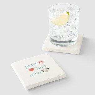 Porta-copo De Pedra Paz, Amor e Vacas