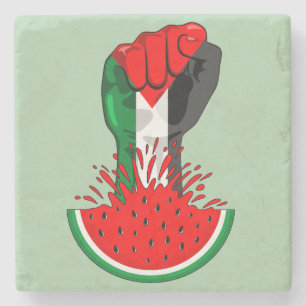 Porta-copo De Pedra Pé de resistência da Palestina em Watermelon