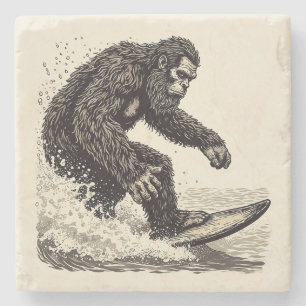 Porta-copo De Pedra Pé Grande Surfando