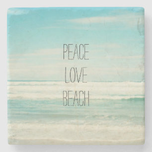 Porta-copo De Pedra Peace Love Beach