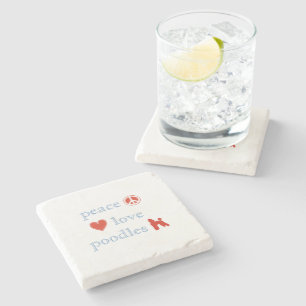 Porta-copo De Pedra Peace Love Poodles Stone Beber Porta copos