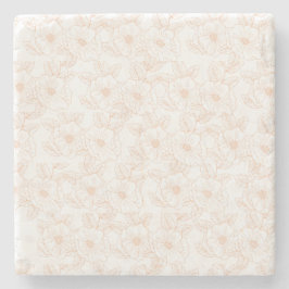 Porta-copo De Pedra Peach Fuzz Padrão Minimalista de Flor de Cor de Te