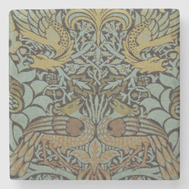 Porta-copo De Pedra Peacock e Dragon (por William Morris) (Frente)
