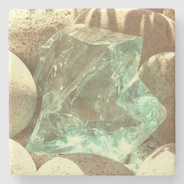 Porta-copo De Pedra Pedra bege verde pedra-rocha mineral (Frente)