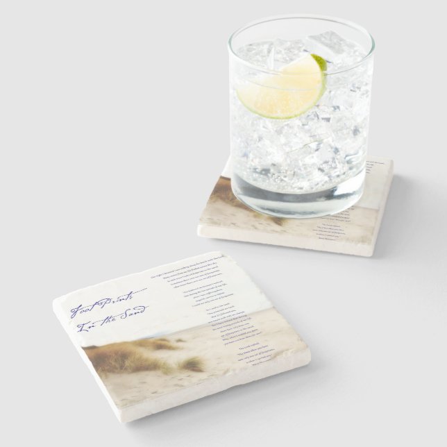 Porta-copo De Pedra pegadas na areia (Lateral)