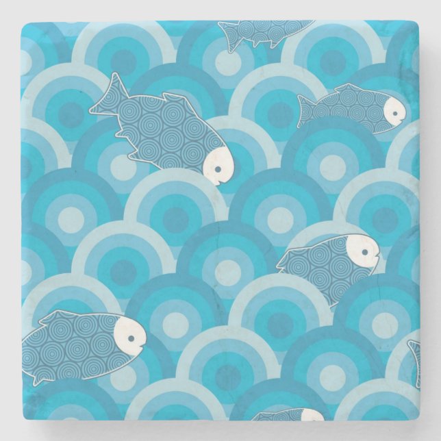 Porta-copo De Pedra Peixes (Frente)