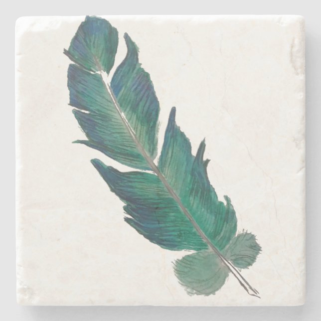 Porta-copo De Pedra Pena azul e verde (Frente)