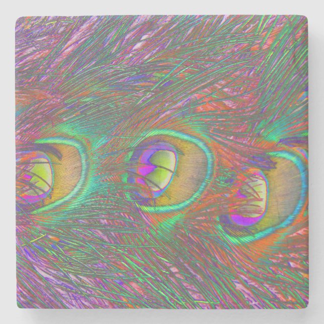 Porta-copo De Pedra Penas de Natal Tinsel Peacock (Frente)