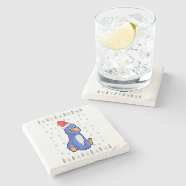 Porta-copo De Pedra Penguin Lover Stone Coaster| Lover Stone Coaster (Lateral)