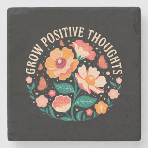 Porta-copo De Pedra Pensamentos Positivos Crescentes - Inspiração Flor