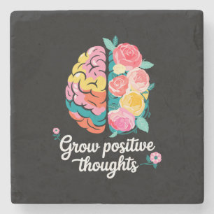 Porta-copo De Pedra Pensamentos Positivos Crescentes - Inspiração Flor