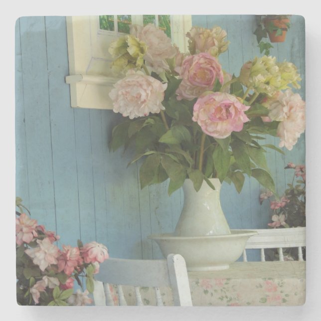 Porta-copo De Pedra Peônias vitorianas - Vineyard de Martha (Frente)