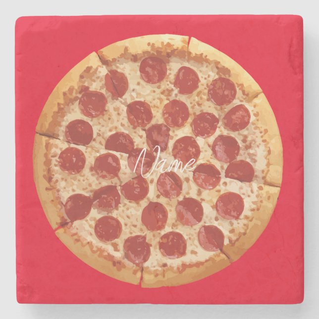 Porta-copo De Pedra Pepperoni Pizza Thunder_Cove (Frente)