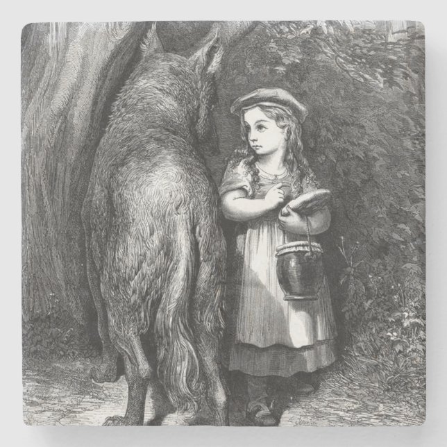 Porta-copo De Pedra Pequeno Chapéu Vermelho Encontra o Grande Lobo Mau (Frente)