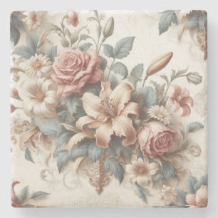 Porta-copo De Pedra Perfeição Floral Antiquada Clara
