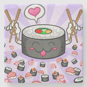 Porta-copo De Pedra Personagem de desenho animado do sushi que come