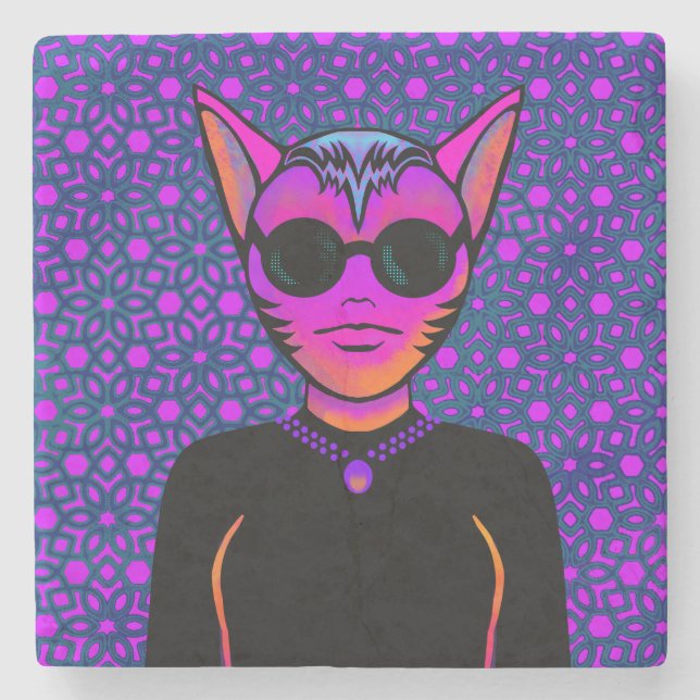 Porta-copo De Pedra Personagem felino (Frente)