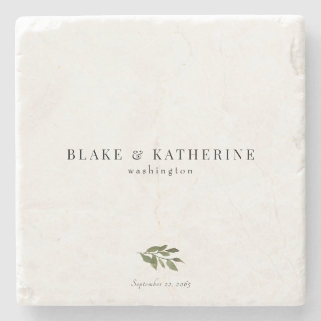 Porta-copo De Pedra Personalizado Botânico Simples (Frente)