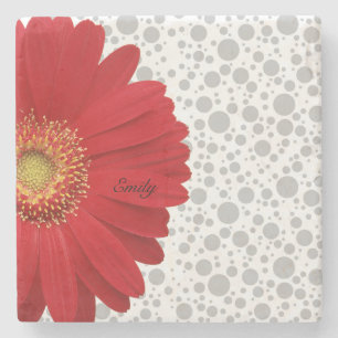 Porta-copo De Pedra Personalizar margarida vermelha Bolinhas