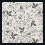 Porta-copo De Pedra Personalizar Padrão Floral Preto<br><div class="desc">Personalizar Padrão Floral Preto. Alterar a cor de fundo.</div>