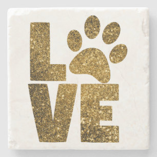Porta-copo De Pedra Personalizar texto de amor com brilho do Ouro com