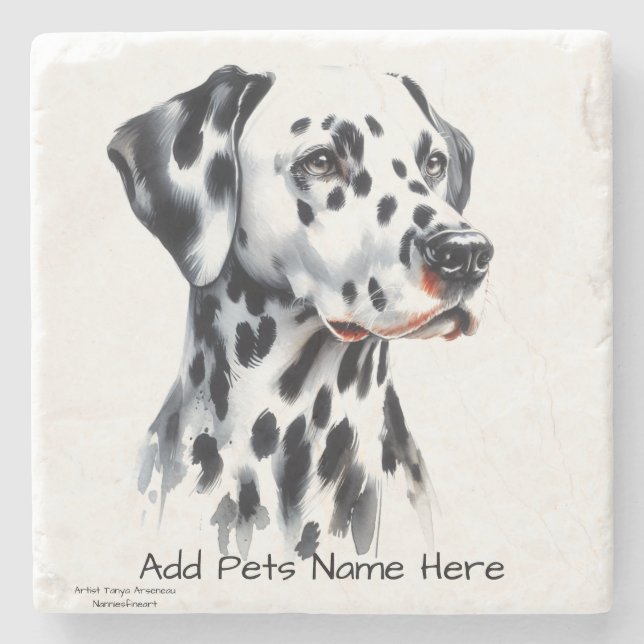 Porta-copo De Pedra Personalize Dalmatiano Fofo (Frente)