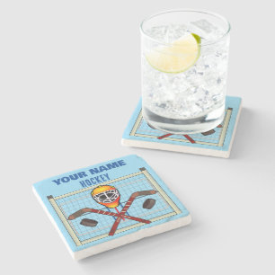 Porta-copo De Pedra Personalize seu Hockey de NOME