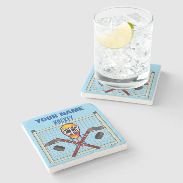 Porta-copo De Pedra Personalize seu Hockey de NOME (Lateral)