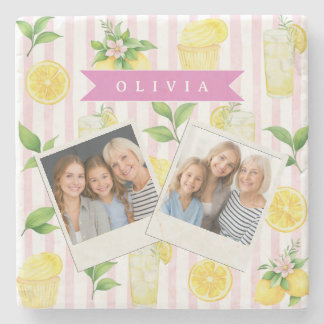 Porta-copo De Pedra Personalized Blue Folk Floral Nordic Custom