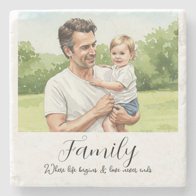 Porta-copo De Pedra Personalized Custom Family Picture (Frente)