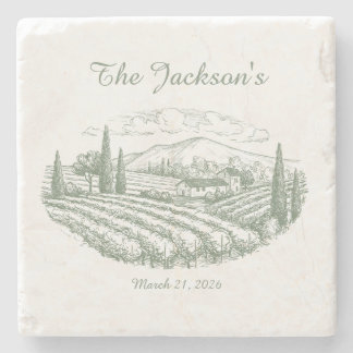 Porta-copo De Pedra Personalized Vineyard Wedding Coasters 