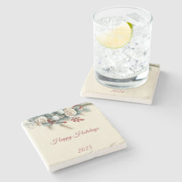 Porta-copo De Pedra Personalized Woodland Happy Holidays