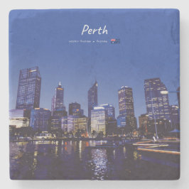 Porta-copo De Pedra Perth, Austrália - Silhueta da Cidade à Noite