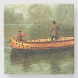 Porta-copo De Pedra Pesca a partir de uma canoa (Pescadores num barco 