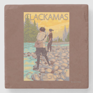 Porta-copo De Pedra Pesca com mosca das mulheres - Clackamas, Oregon