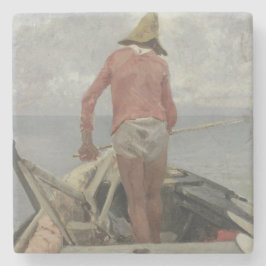 Porta-copo De Pedra Pescador em seu barco (por Vincenzo Caprile)