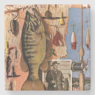 Porta-copo De Pedra Pescando ainda a vida por John Atherton
