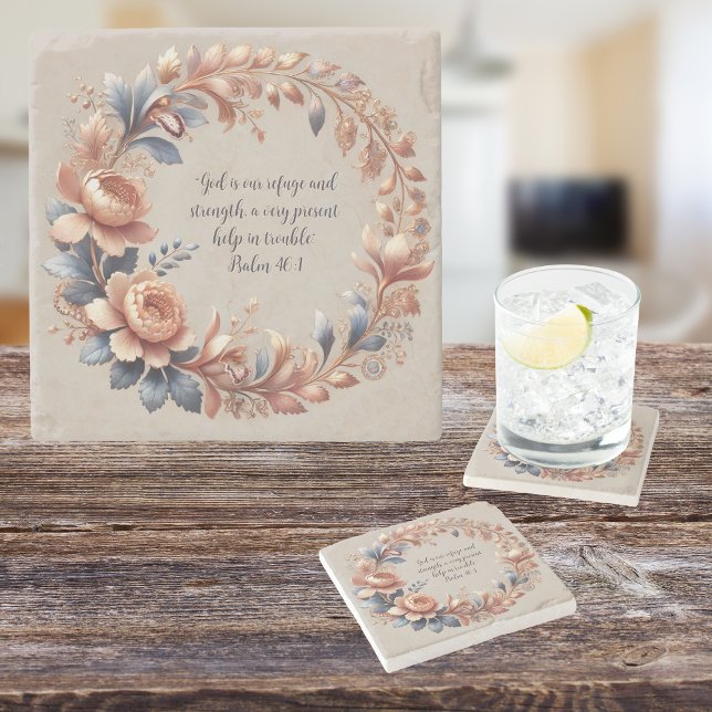 Porta-copo De Pedra Pêssego Shimmering e Bíblia personalizável azul Ve (Criador carregado)