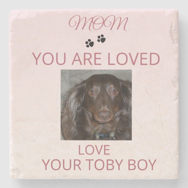 Porta-copo De Pedra Pet Mom Love Photo Stone Art (Frente)