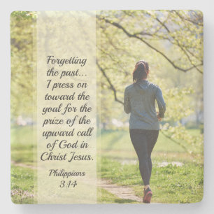Porta-copo De Pedra Philippians 3:13-14 Esquecendo o Passado