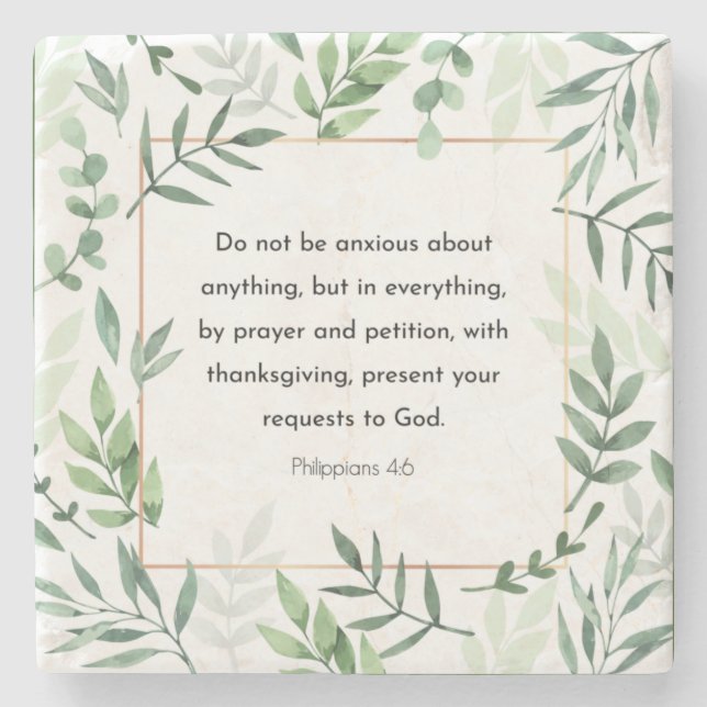 Porta-copo De Pedra Philippians 4:6, Bíblia Verse (Frente)