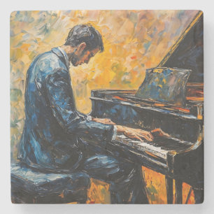 Porta-copo De Pedra Pianista - Pintura a Óleo